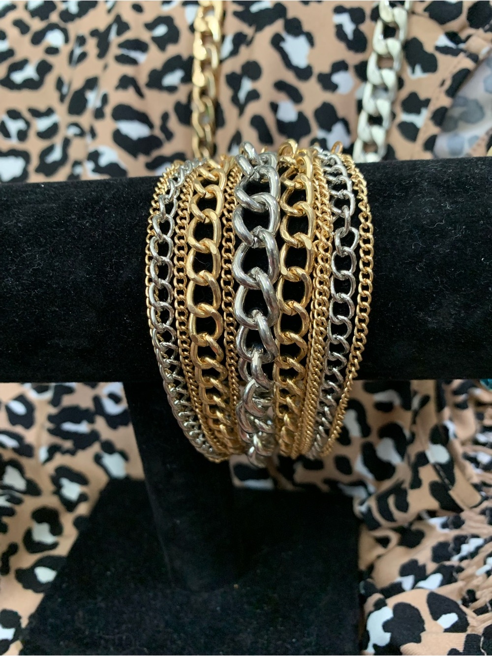 Multi-strand mixed-metal chain bracelet